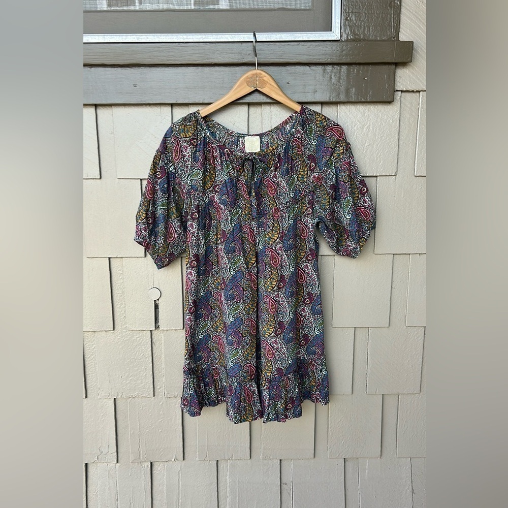 TOAST Bohemian Paisley Mini Dress Festival Cottagecore Resortwear Vacation Sz Sm